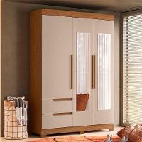 Guarda Roupa Vivacce Solteiro 3 Portas Com Espelho Albatroz Jatobá/fendi Metallic - 2