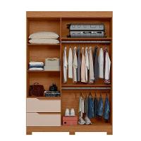 Guarda Roupa Vivacce Solteiro 3 Portas Com Espelho Albatroz Jatobá/fendi Metallic - 3