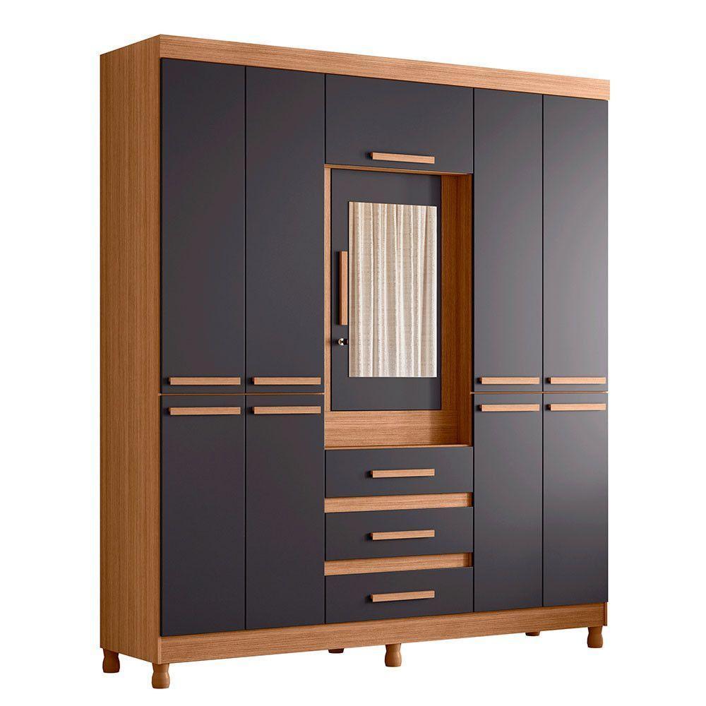 Guarda Roupa Fusion Casal 8 Portas Com Espelho Albatroz Nature/titanium - 1