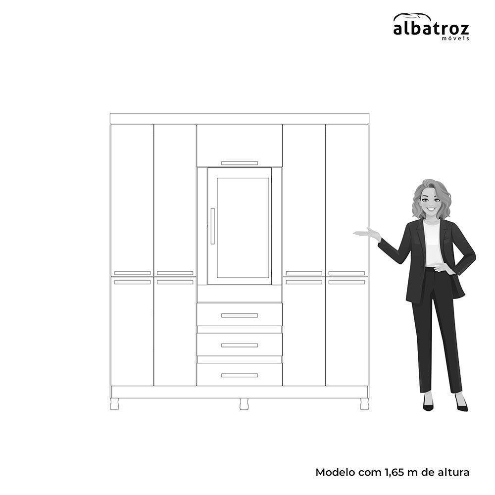 Guarda Roupa Fusion Casal 8 Portas Com Espelho Albatroz Nature/titanium - 2