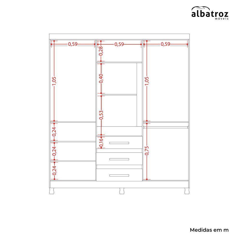 Guarda Roupa Fusion Casal 8 Portas Com Espelho Albatroz Nature/titanium - 3
