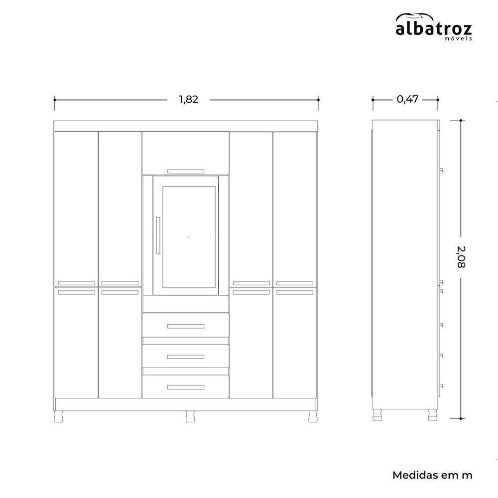 Guarda Roupa Fusion Casal 8 Portas Com Espelho Albatroz Nature/titanium - 4