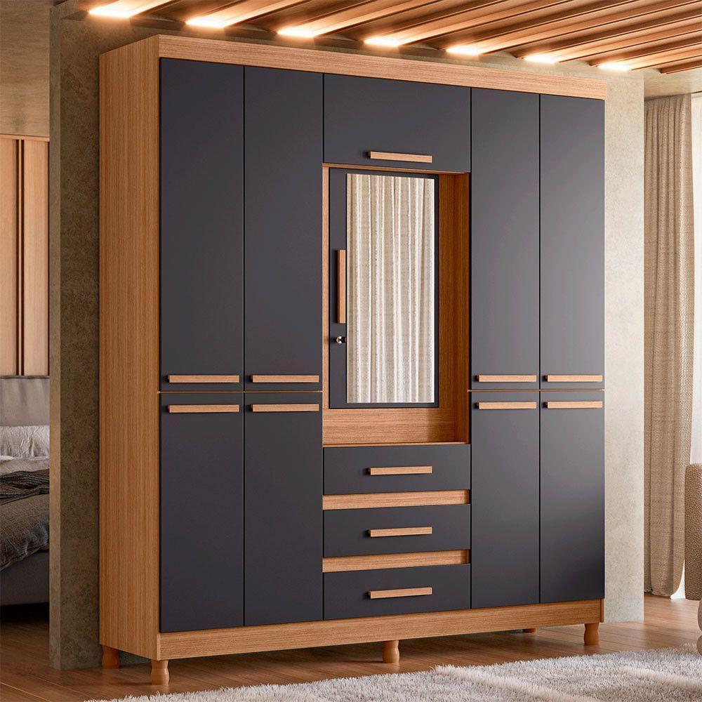 Guarda Roupa Fusion Casal 8 Portas Com Espelho Albatroz Nature/titanium - 6