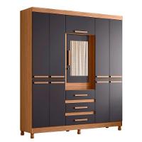 Guarda Roupa Fusion Casal 8 Portas Com Espelho Albatroz Nature/titanium - 1