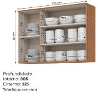 Armario Aereo 3 Portas 120 Cm Mdp Requinte C636 Henn Nature - 3