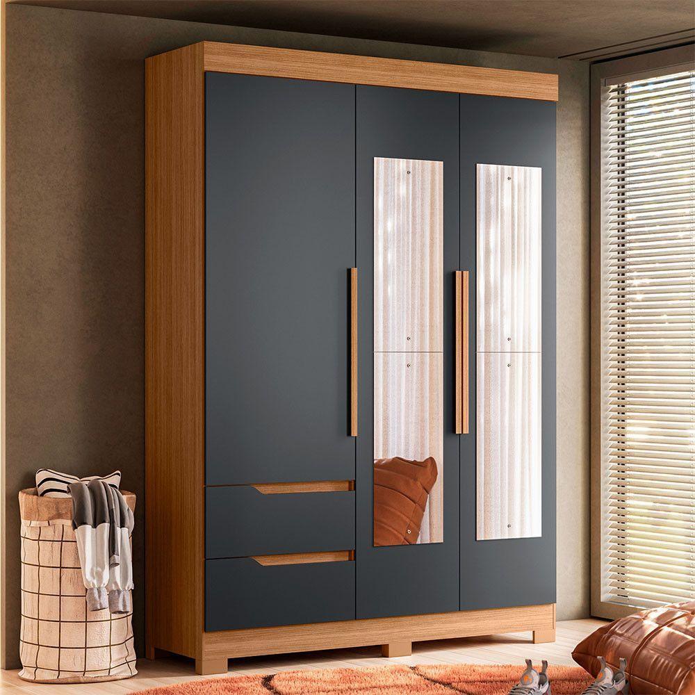 Guarda Roupa Vivacce Solteiro 3 Portas Com Espelho Albatroz Nature/titanium - 2