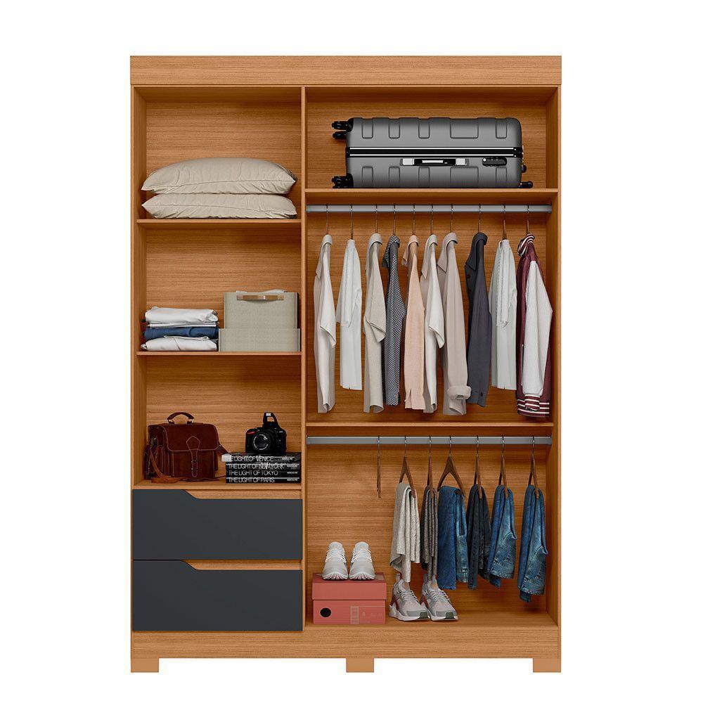 Guarda Roupa Vivacce Solteiro 3 Portas Com Espelho Albatroz Nature/titanium - 3