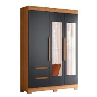 Guarda Roupa Vivacce Solteiro 3 Portas Com Espelho Albatroz Nature/titanium - 1