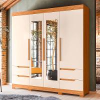 Guarda Roupa Vivacce Casal 4 Portas Com Espelho Albatroz Carvalho Grife/off White - 2