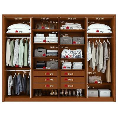 Guarda Roupa Casal Easy Glow 8 Portas de Bater 6 Gavetas Frassino-Off White MDF