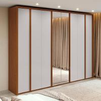 Guarda-roupa Casal 100% Mdf 8 Portas Easy Glow Com Espelhos Frassino/off White - 1