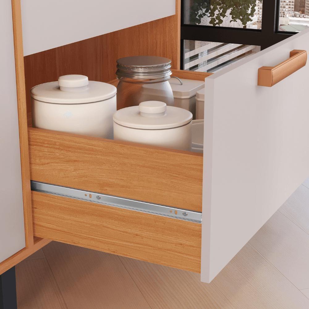 Kit Nápoles 8 Portas 1 Vidro 3 Gaveta Cinamomo/off White - 4