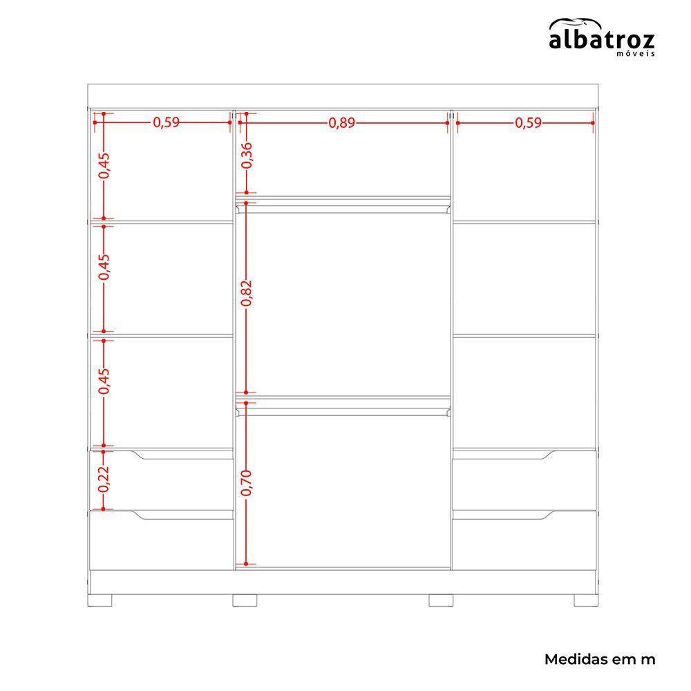 Guarda Roupa Vivacce Casal 4 Portas Albatroz Nature/titanium - 2