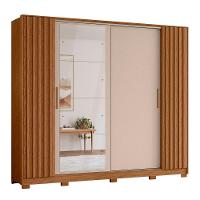 Guarda Roupa Jacarandá 4 Espelhos Ripado 1 Espelho Albatroz Jatobá/fendi Metallic - 2