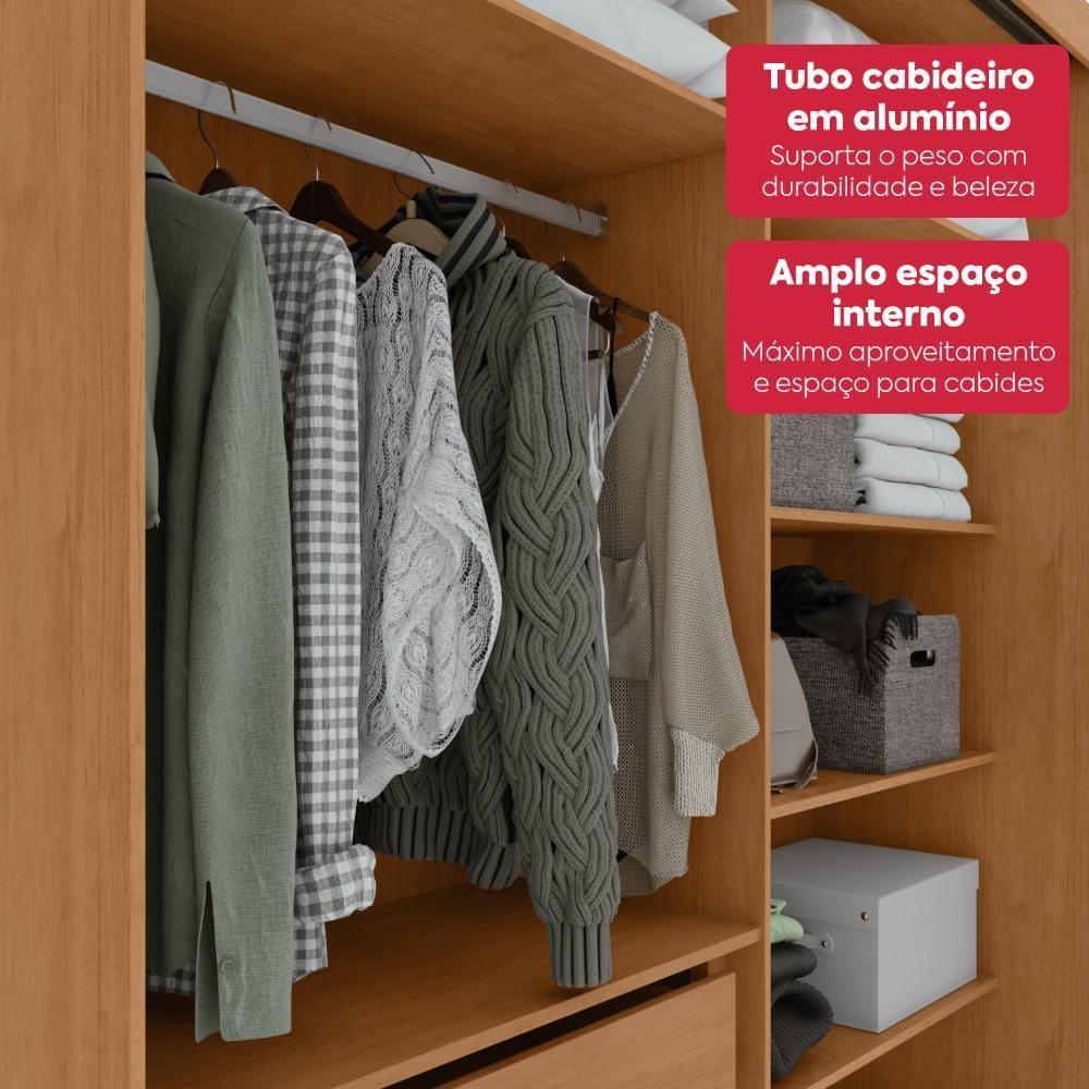 Guarda-roupa 2 Portas De Correr 2 Gavetas Easy Light Com Espelho E Pés Amendoa Clean/off White/amen - 5