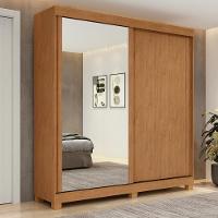 Guarda-roupa 2 Portas De Correr 2 Gavetas Easy Light Com Espelho E Pés Amendoa Clean/off White/amen - 1