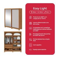 Guarda-roupa 2 Portas De Correr 2 Gavetas Easy Light Com Espelho E Pés Amendoa Clean/off White/amen - 8