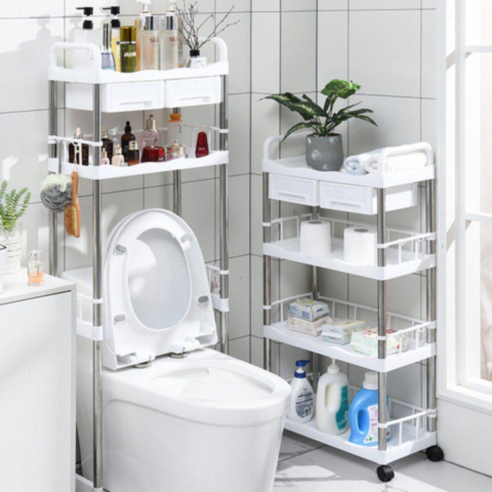 Prateleira Branca Multiuso 4 Andares Com 2 Gavetas Rodinhas - 3