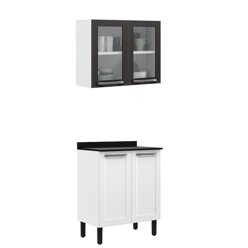 Paneleiro Itatiaia Em Aço Branco E Grafite 4 Portas 2 Vidros Florença - 1