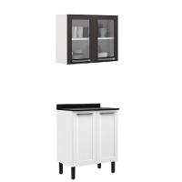 Paneleiro Itatiaia Em Aço Branco E Grafite 4 Portas 2 Vidros Florença - 1