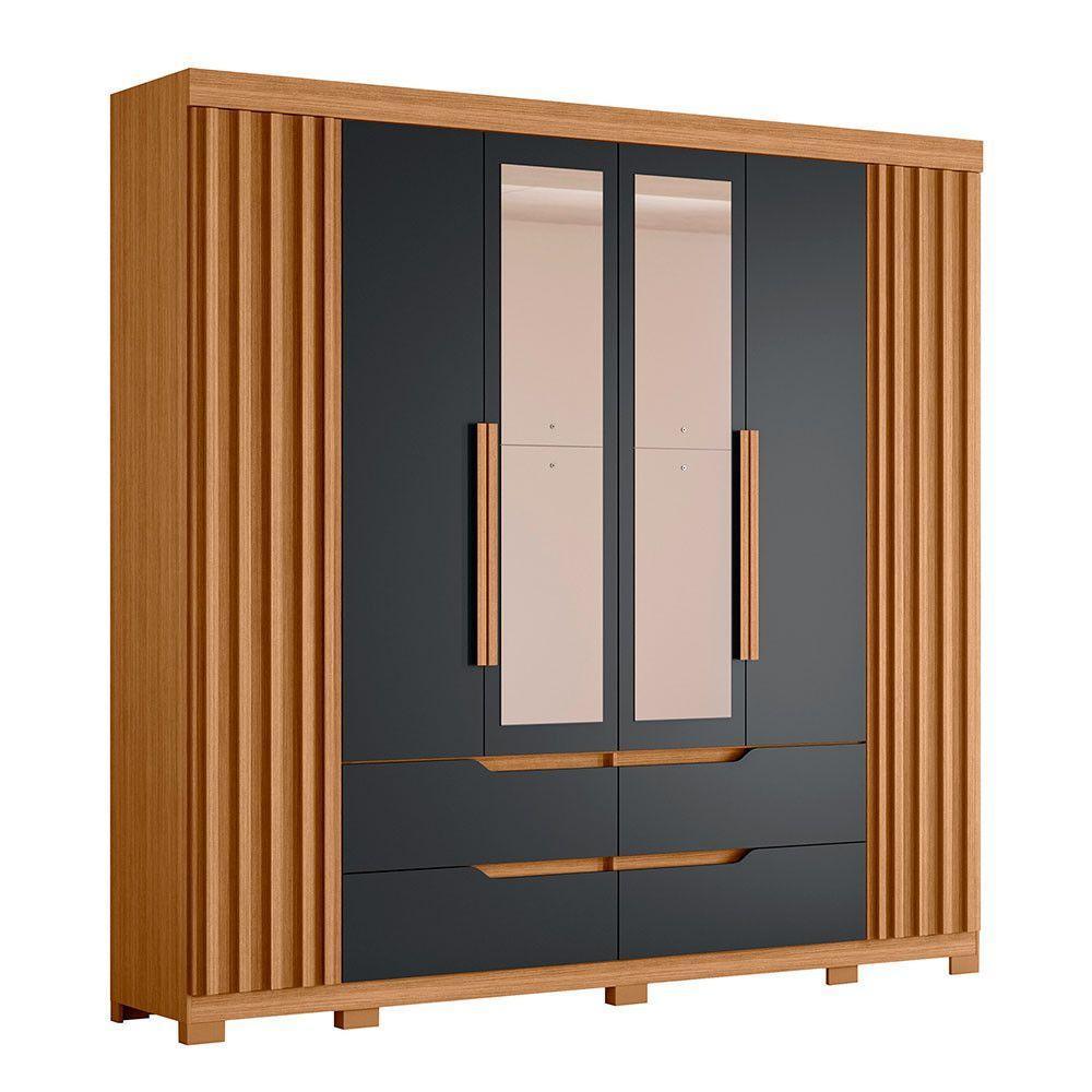 Guarda Roupa Doble Casal 6 Portas Com Espelho Albatroz Nature/titanium - 1