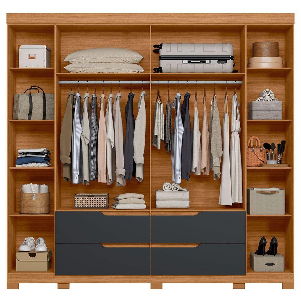 Guarda Roupa Doble Casal 6 Portas Com Espelho Albatroz Nature/titanium - 5