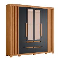 Guarda Roupa Doble Casal 6 Portas Com Espelho Albatroz Nature/titanium - 1