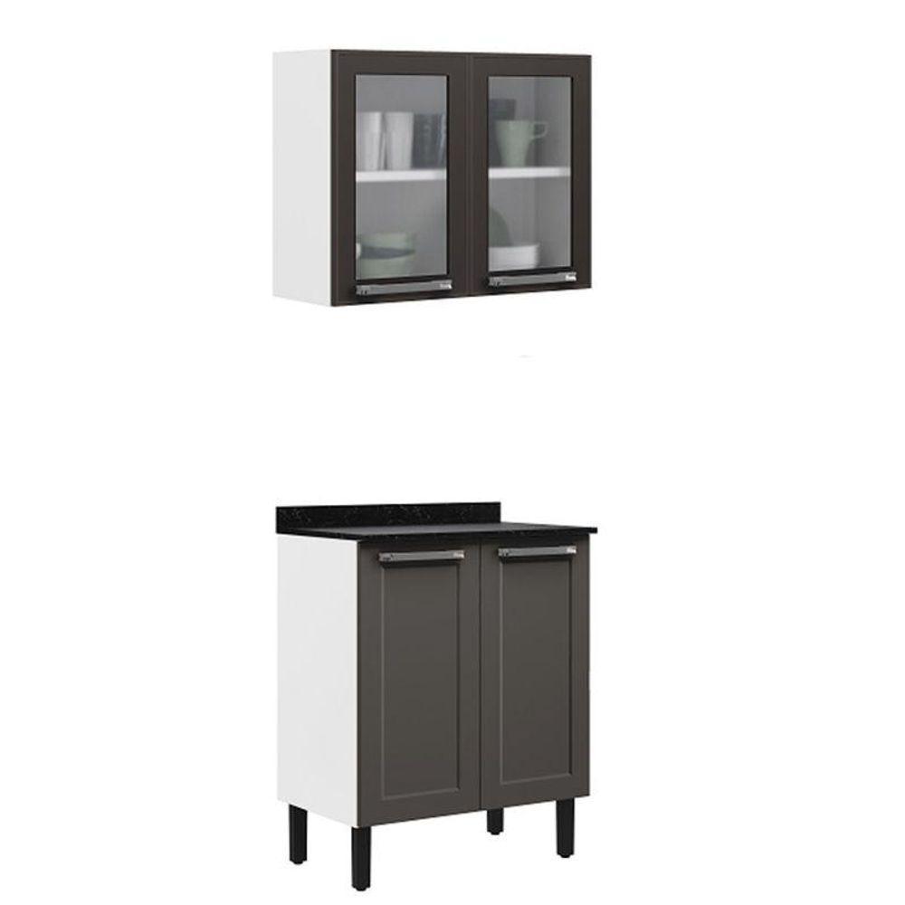 Paneleiro Itatiaia Em Aço Grafite 4 Portas 2 Vidros Florença - 1