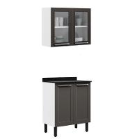 Paneleiro Itatiaia Em Aço Grafite 4 Portas 2 Vidros Florença - 1