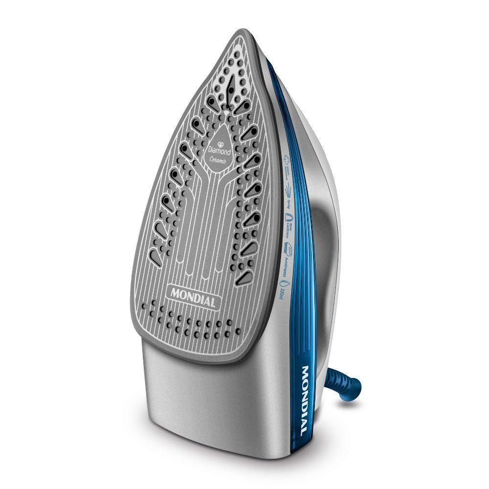 Ferro A Vapor Mondial Base Cerâmica FVN-01-BL Branco/azul 220V - 3