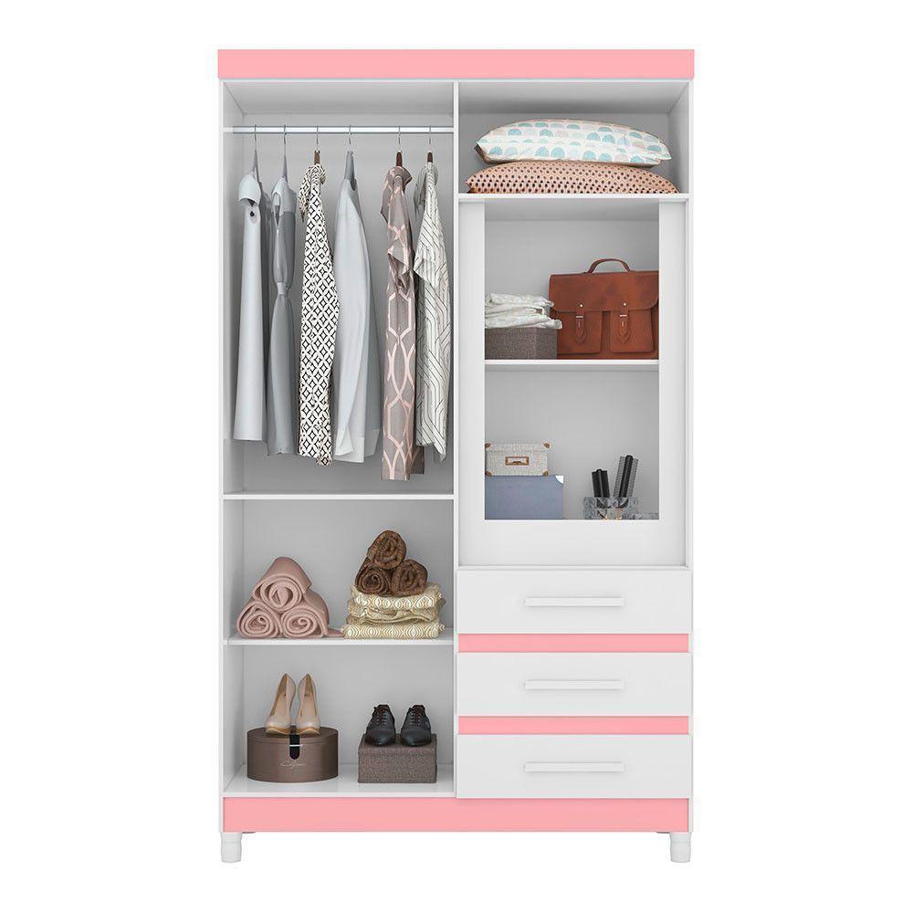 Guarda Roupa Fusion Solteiro 4 Portas Com Espelho Albatroz Quadriflex-branco, Azul, Rosa, Titanium - 2