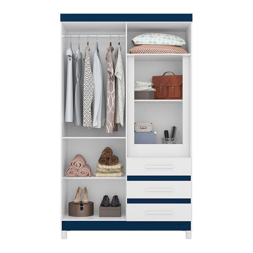 Guarda Roupa Fusion Solteiro 4 Portas Com Espelho Albatroz Quadriflex-branco, Azul, Rosa, Titanium - 7