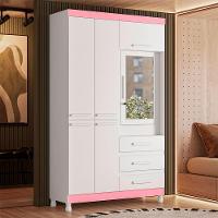 Guarda Roupa Fusion Solteiro 4 Portas Com Espelho Albatroz Quadriflex-branco, Azul, Rosa, Titanium - 10