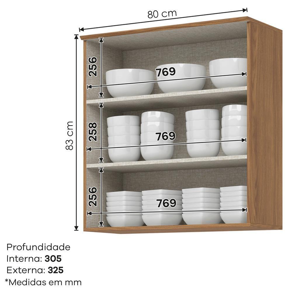 Armario Aereo 2 Portas 80 Cm Mdp Requinte C632 Henn Nature - 3