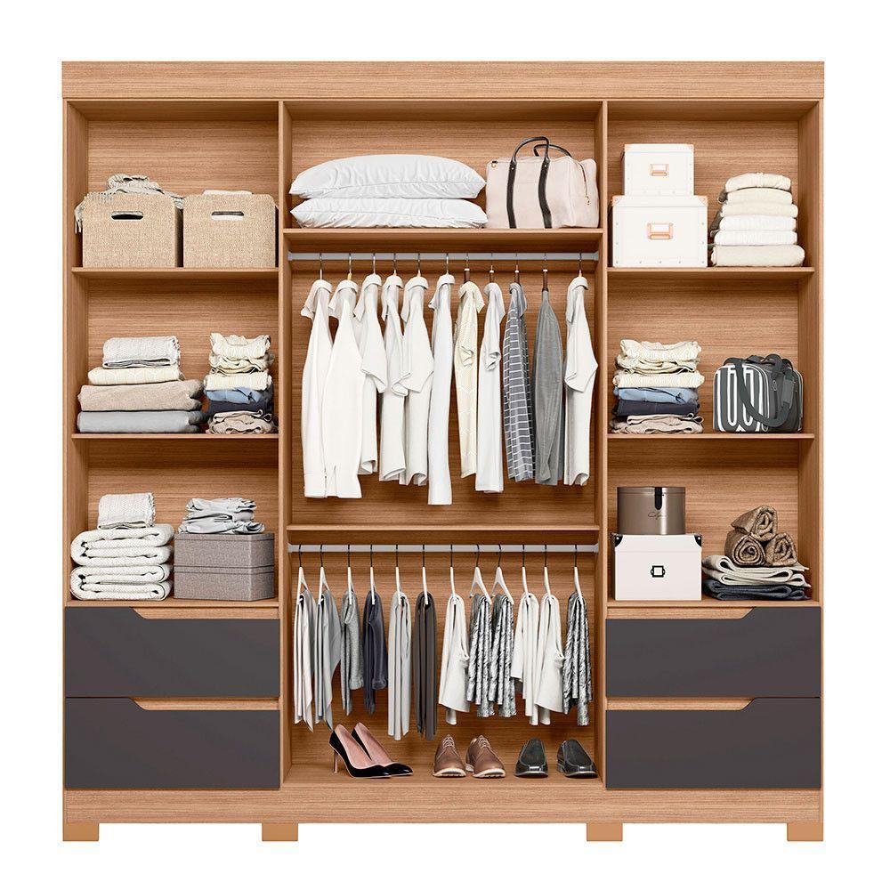 Guarda Roupa Vivacce Casal 4 Portas Com Espelho Albatroz Nature/titanium - 3