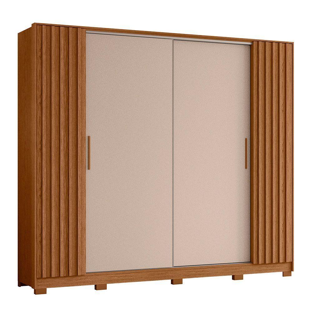 Guarda Roupa Jacarandá Ripado Com Portas De Correr Albatroz Jatobá/fendi Metallic - 1