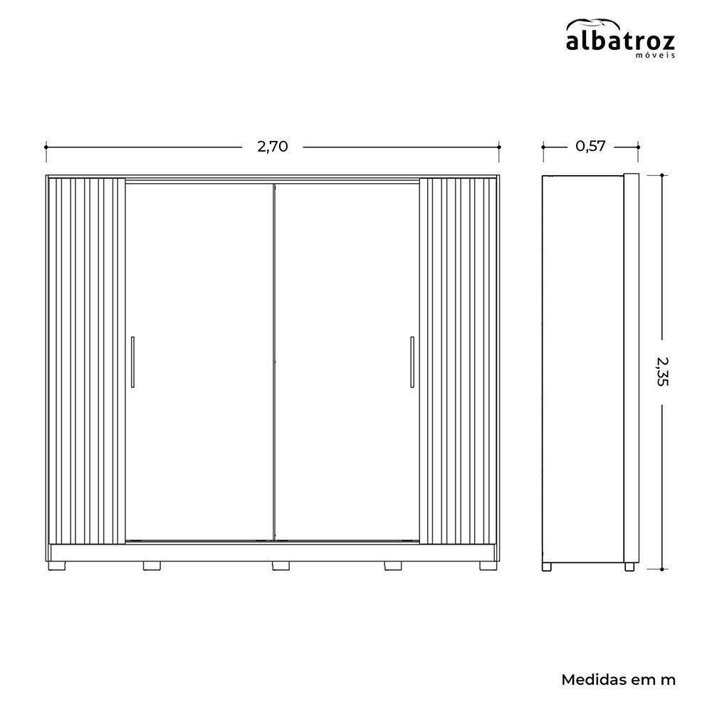 Guarda Roupa Jacarandá Ripado Com Portas De Correr Albatroz Jatobá/fendi Metallic - 3
