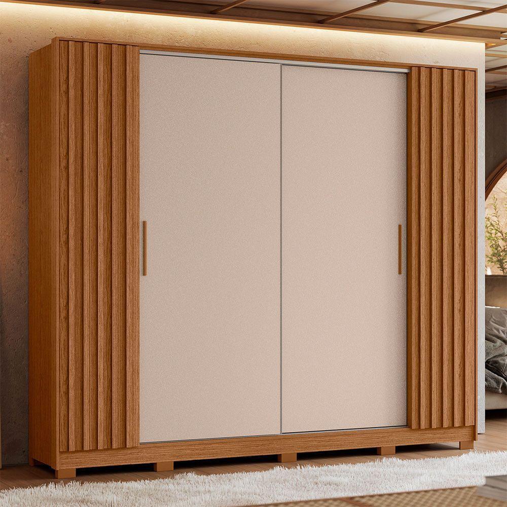 Guarda Roupa Jacarandá Ripado Com Portas De Correr Albatroz Jatobá/fendi Metallic - 7