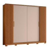Guarda Roupa Jacarandá Ripado Com Portas De Correr Albatroz Jatobá/fendi Metallic - 1