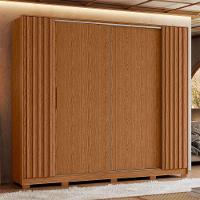 Guarda Roupa Jacarandá Ripado Com Portas De Correr Albatroz Jatobá/fendi Metallic