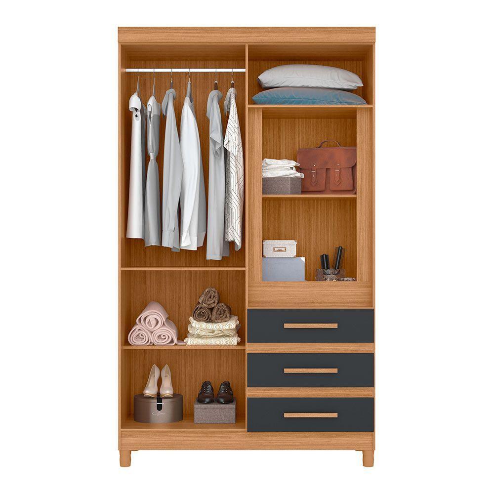 Guarda Roupa Fusion Solteiro 4 Portas Com Espelho Albatroz Nature/titanium - 3