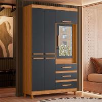 Guarda Roupa Fusion Solteiro 4 Portas Com Espelho Albatroz Nature/titanium - 2