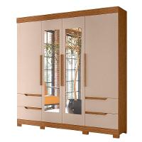 Guarda Roupa Vivacce Casal 4 Portas Com Espelho Albatroz Jatobá/fendi Metallic - 1