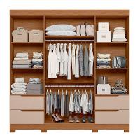 Guarda Roupa Vivacce Casal 4 Portas Com Espelho Albatroz Jatobá/fendi Metallic - 3