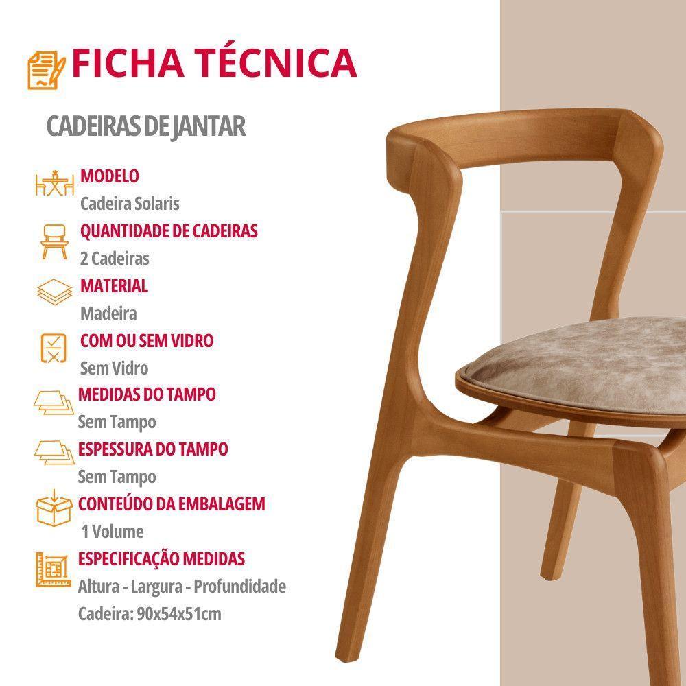 Conjunto Com 2 Cadeiras Madeira Solaris Moderna Mobilia Milano / Imbuia Nat. - 4