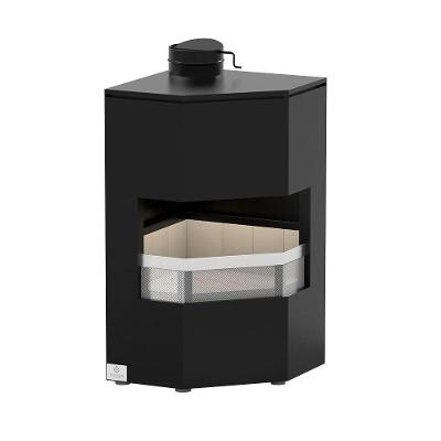 Lareira de Canto Clássica com Tela de Proteção Preto Elevare Industrial para Ambientes Até 80m²