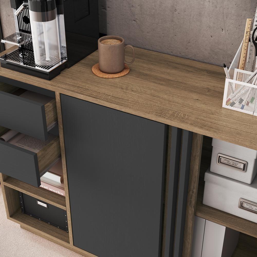 Balcao Office Para Escritorio 2p 2g 110 Cm Ab5200 Faem Mel Grafite - 6