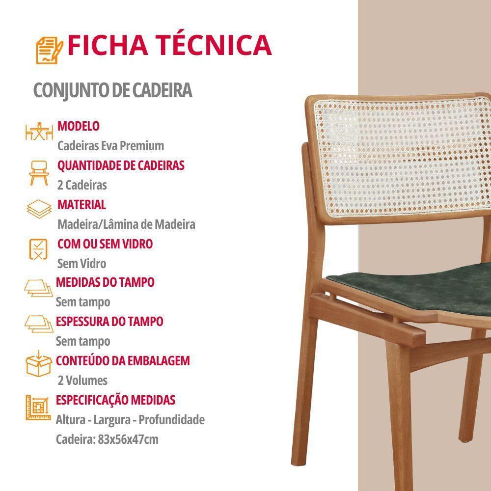 Conjunto Com 2 Cadeiras Madeira Eva Premium Luna / Imbuia Nat. - 4