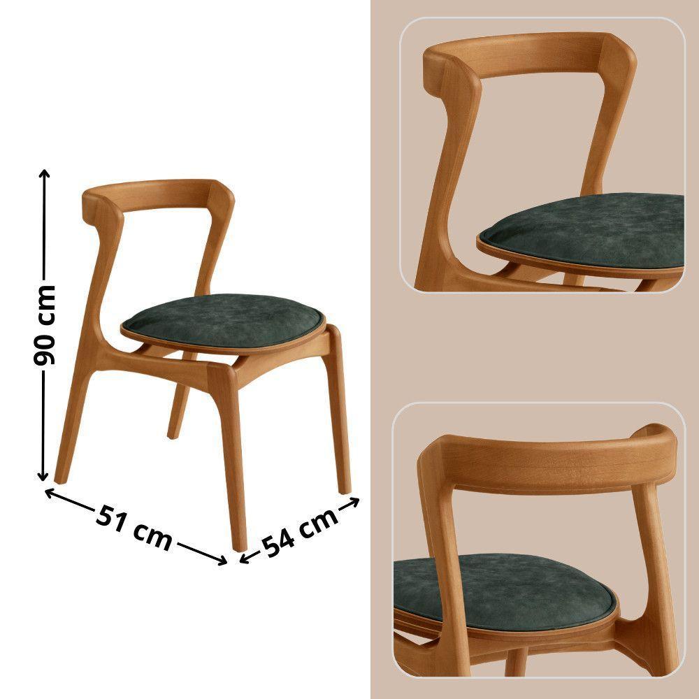 Conjunto Com 2 Cadeiras Madeira Solaris Moderna Mobilia Jade / Imbuia Nat. - 2