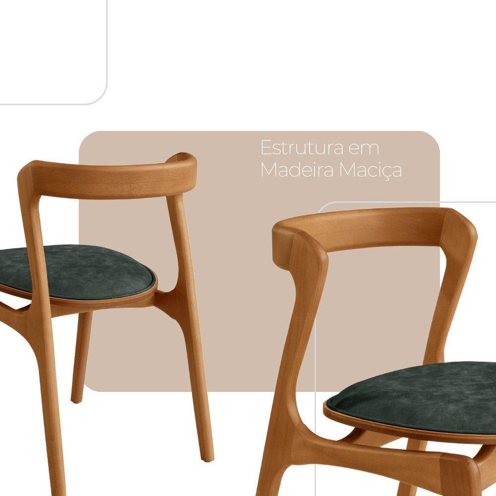 Conjunto Com 2 Cadeiras Madeira Solaris Moderna Mobilia Jade / Imbuia Nat. - 3